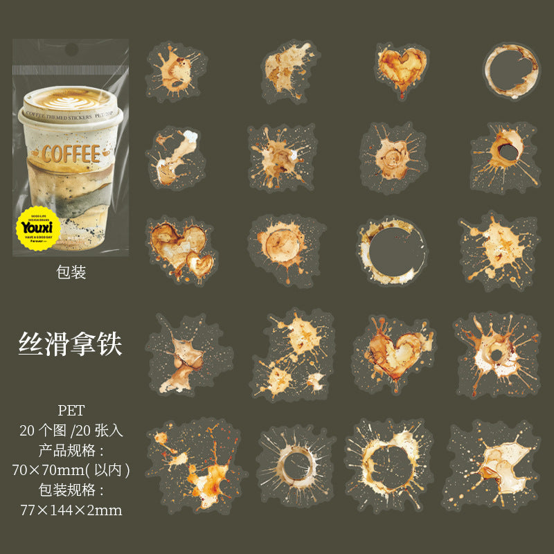 20pcs coffee sticker pack (S25071003)