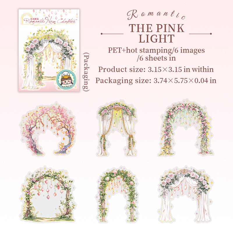 6pcs light flower gate PET-sticker pack (S25072903)