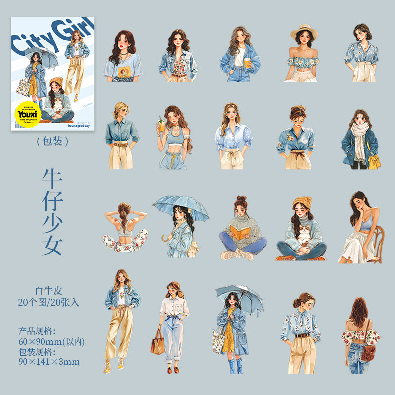 20pcs fashion girl sticker pack (S25071803)