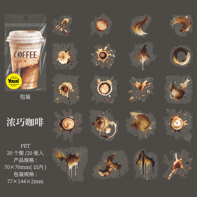 20pcs coffee sticker pack (S25071003)