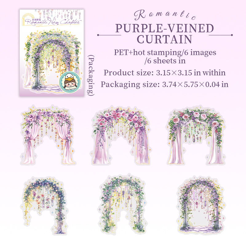 6pcs light flower gate PET-sticker pack (S25072903)