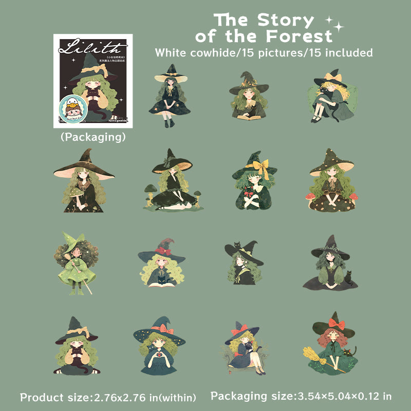 15pcs cute witches sticker pack (S25080603)
