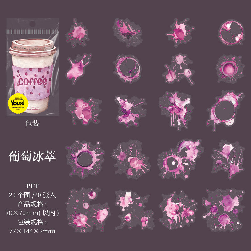 20pcs coffee sticker pack (S25071003)