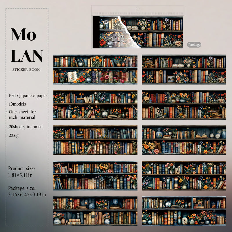 20sheets bookshelf PET+washi sticker book (TZB25081804)