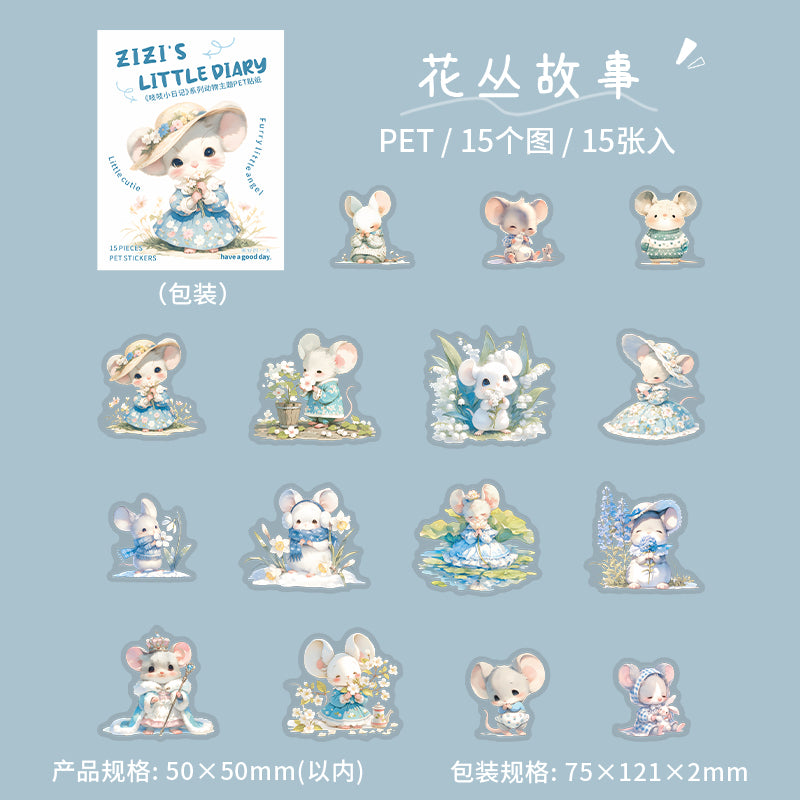 15pcs mouse zizi little dairy sticker pack (S25070804)