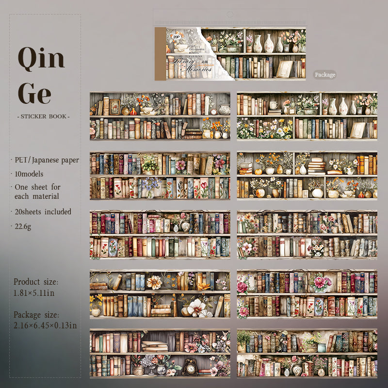 20sheets bookshelf PET+washi sticker book (TZB25081804)