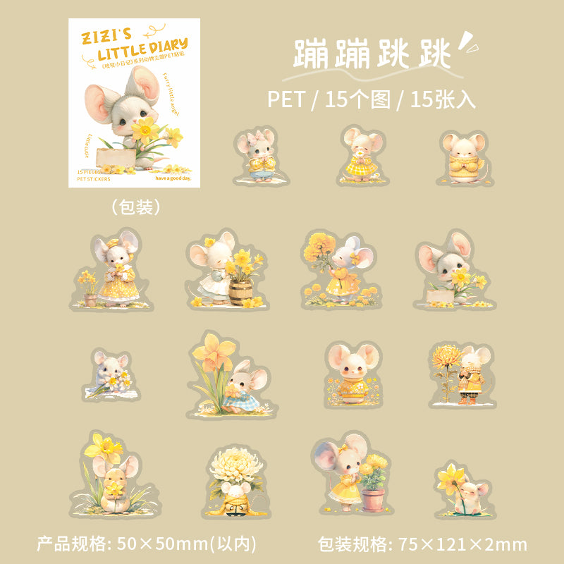15pcs mouse zizi little dairy sticker pack (S25070804)