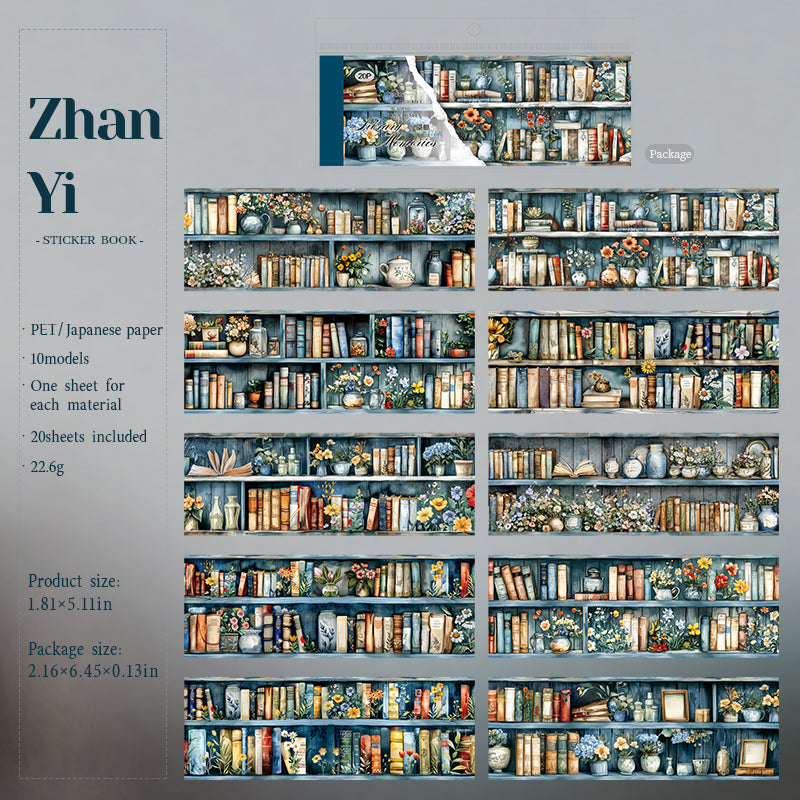 20sheets bookshelf PET+washi sticker book (TZB25081804)