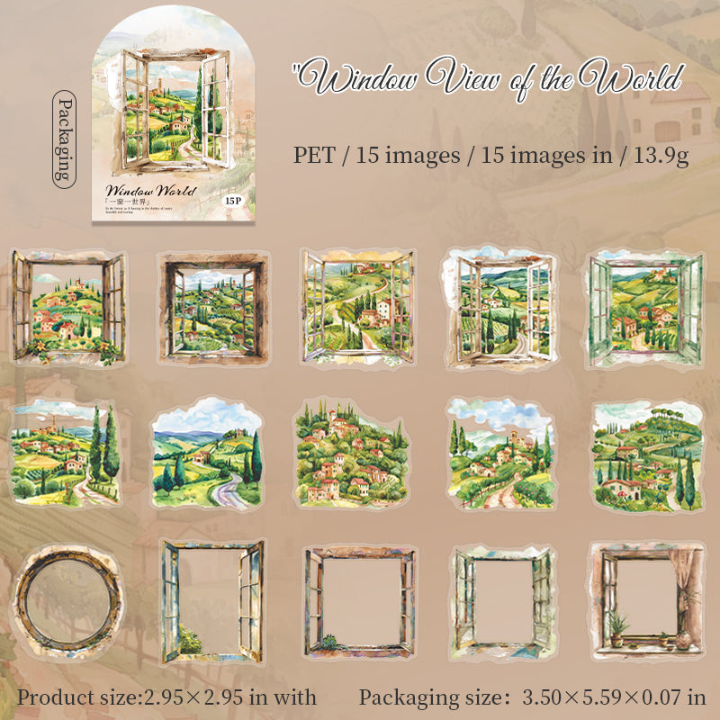 15pcs window world sticker pack (S25080304)