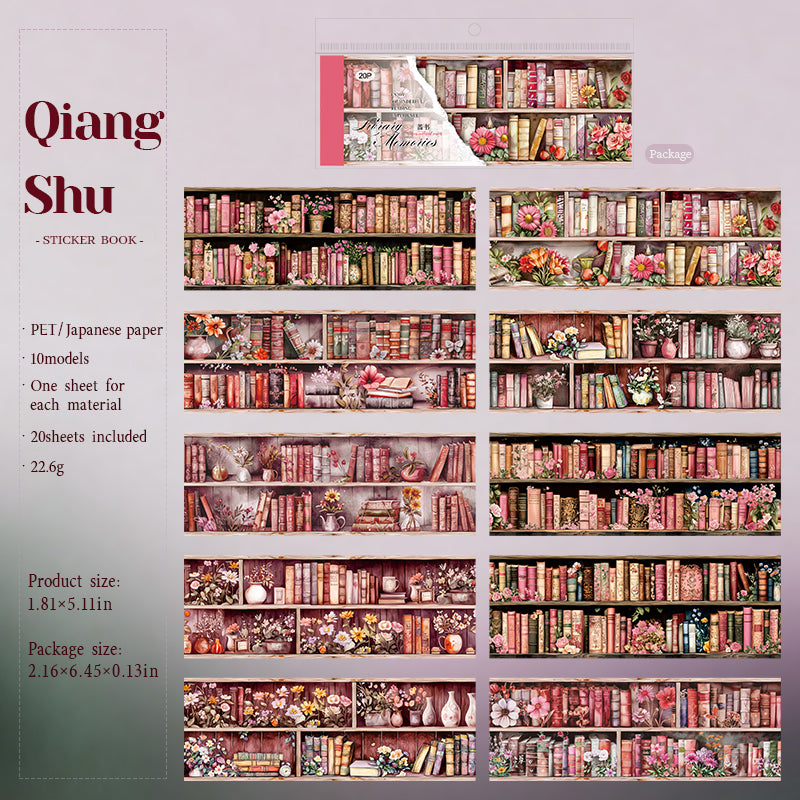 20sheets bookshelf PET+washi sticker book (TZB25081804)