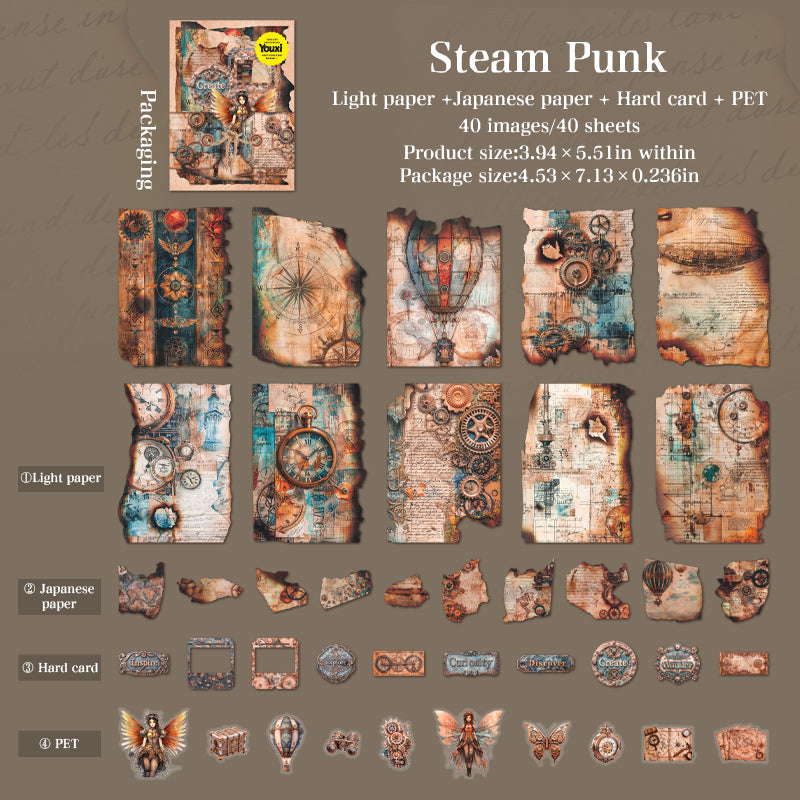 40pcs burned theme sticker+paper pack (P25072904)