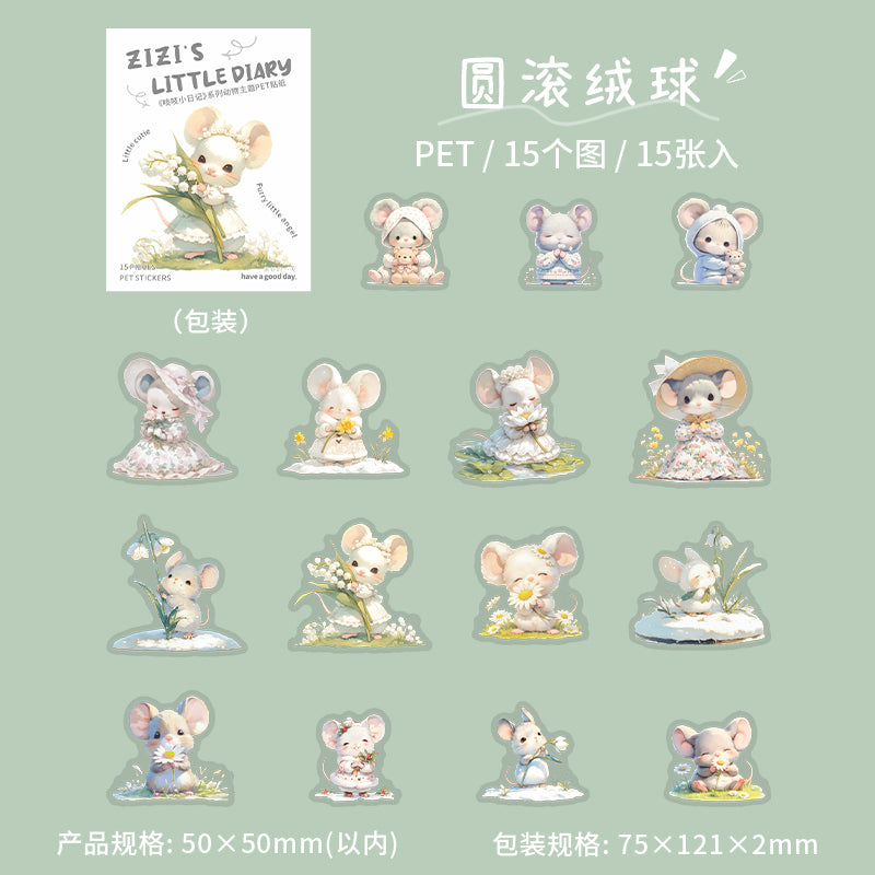 15pcs mouse zizi little dairy sticker pack (S25070804)