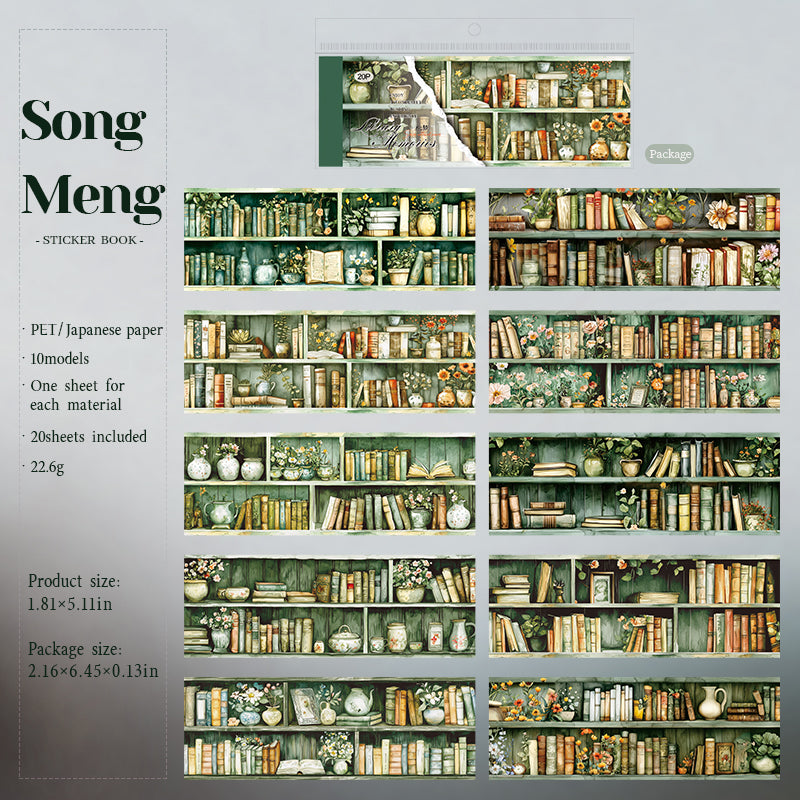 20sheets bookshelf PET+washi sticker book (TZB25081804)