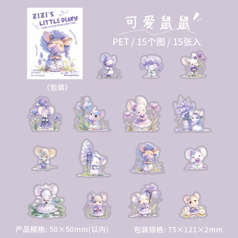 15pcs mouse zizi little dairy sticker pack (S25070804)