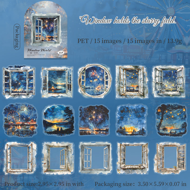 15pcs window world sticker pack (S25080304)