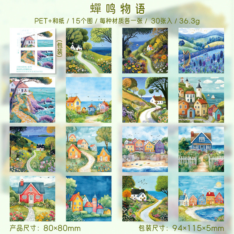 30pcs season PET+washi sticker book (TZB25060404)