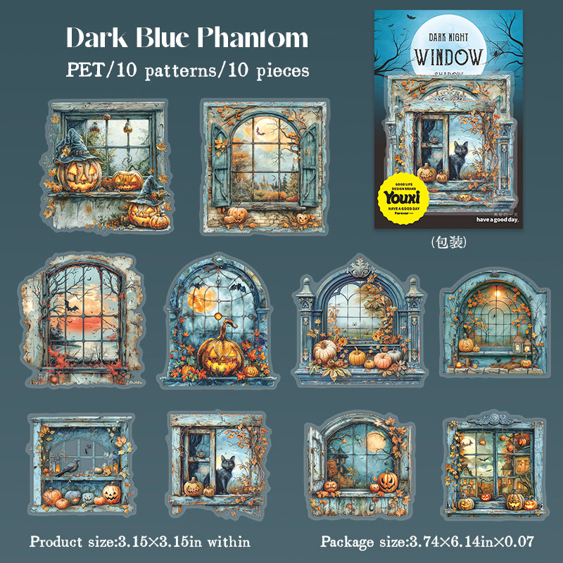 10pcs dark night window PET-sticker pack (S25081905)