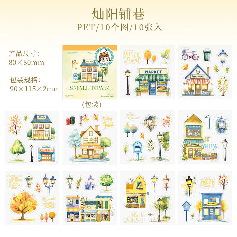 10pcs small town pre-cut sticker book (TZB25071005)