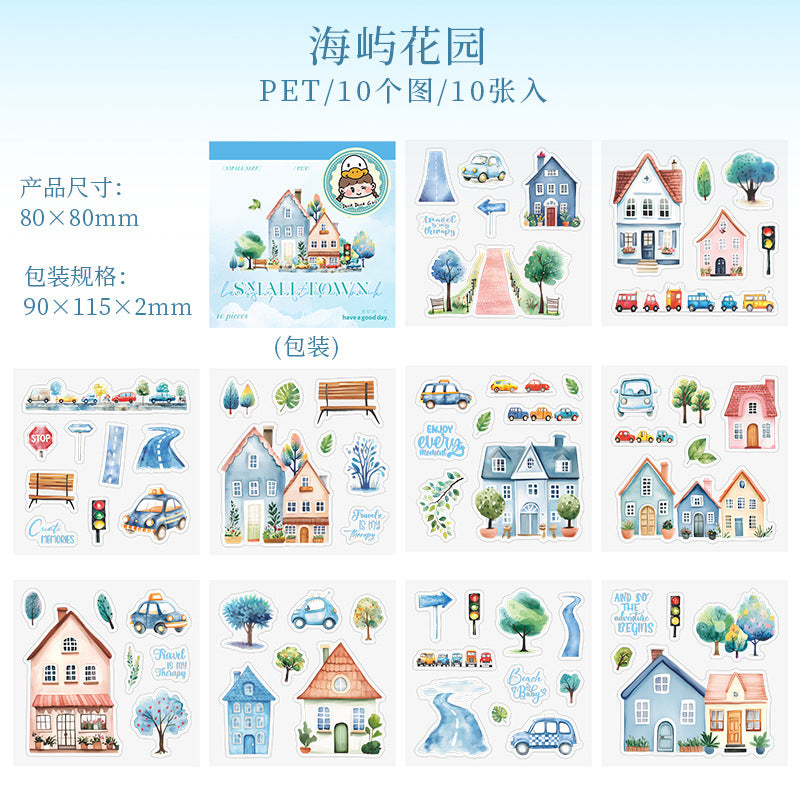 10pcs small town pre-cut sticker book (TZB25071005)