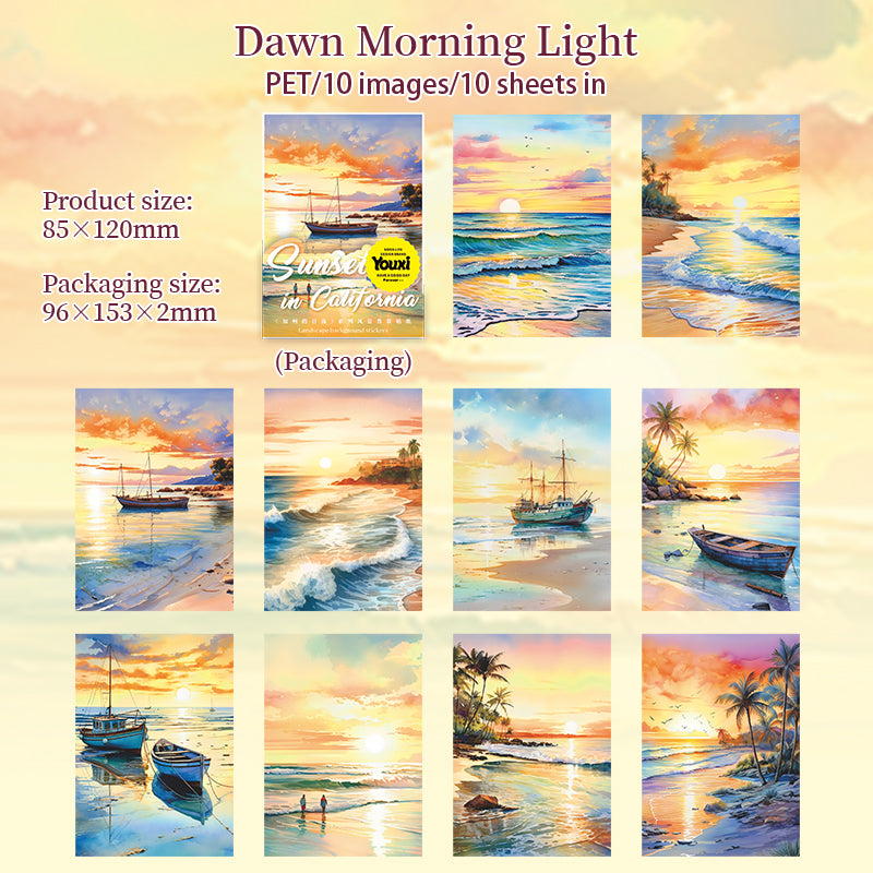 10pcs sunset in california sticker pack (S25071505)