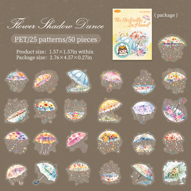 50pcs rainy umbrella PET-sticker pack (S25072905)