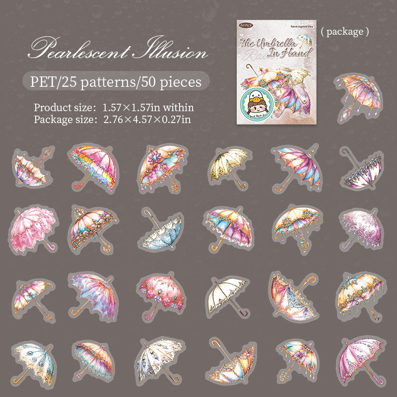 50pcs rainy umbrella PET-sticker pack (S25072905)