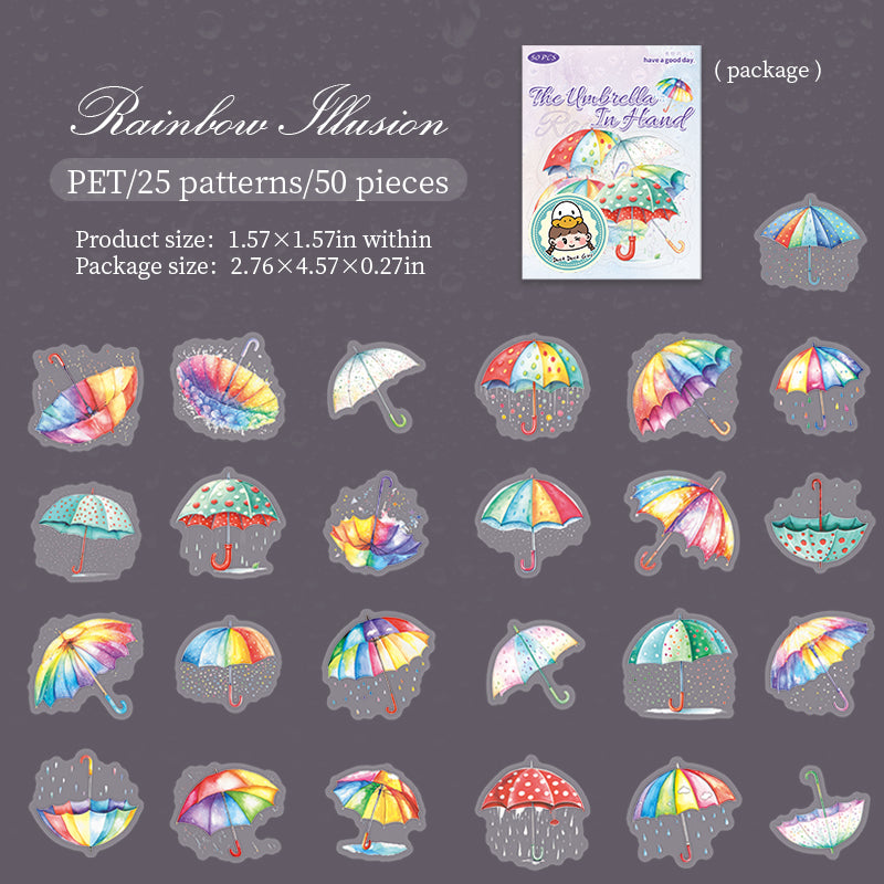 50pcs rainy umbrella PET-sticker pack (S25072905)