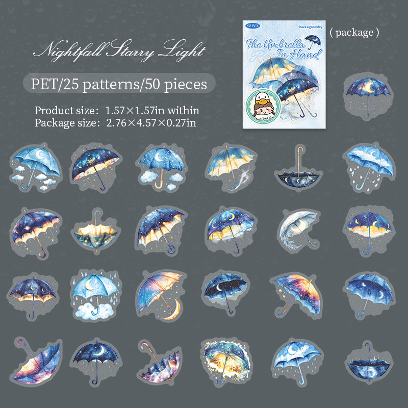 50pcs rainy umbrella PET-sticker pack (S25072905)