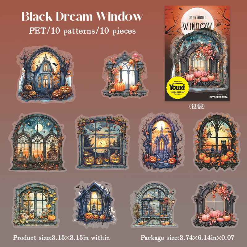 10pcs dark night window PET-sticker pack (S25081905)