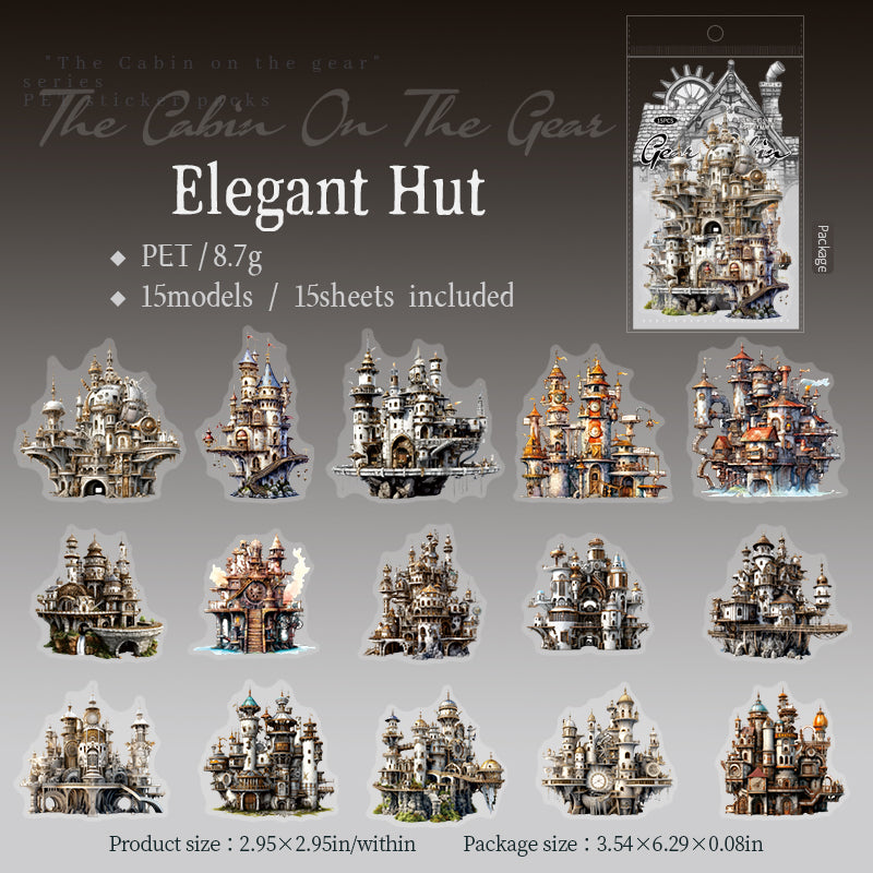 15pcs steampunk Gear cabin sticker pack (S25080305)