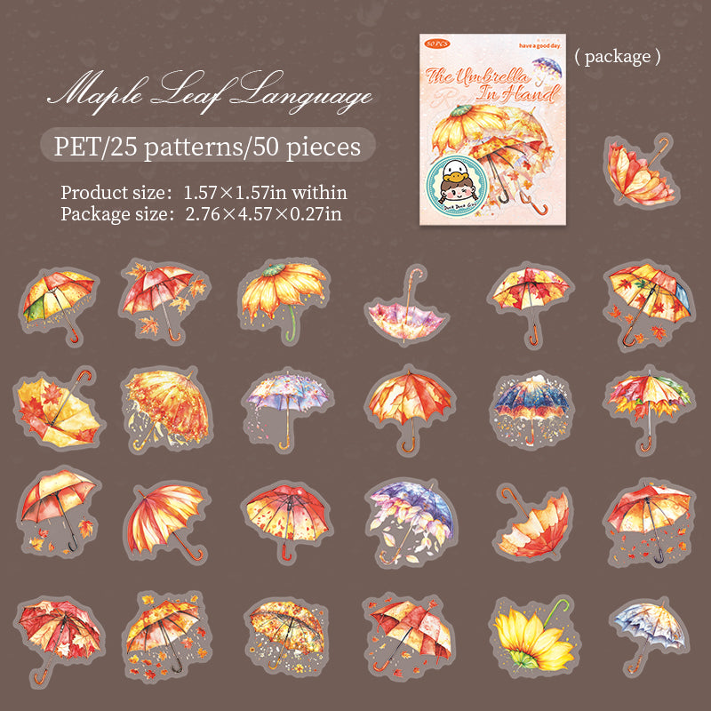 50pcs rainy umbrella PET-sticker pack (S25072905)