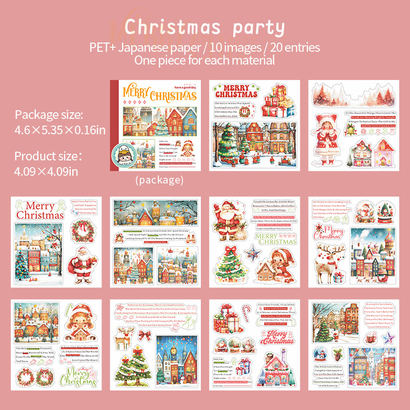 20pcs Christmas PET+washi pre-cut sticker book (TZB25081906)