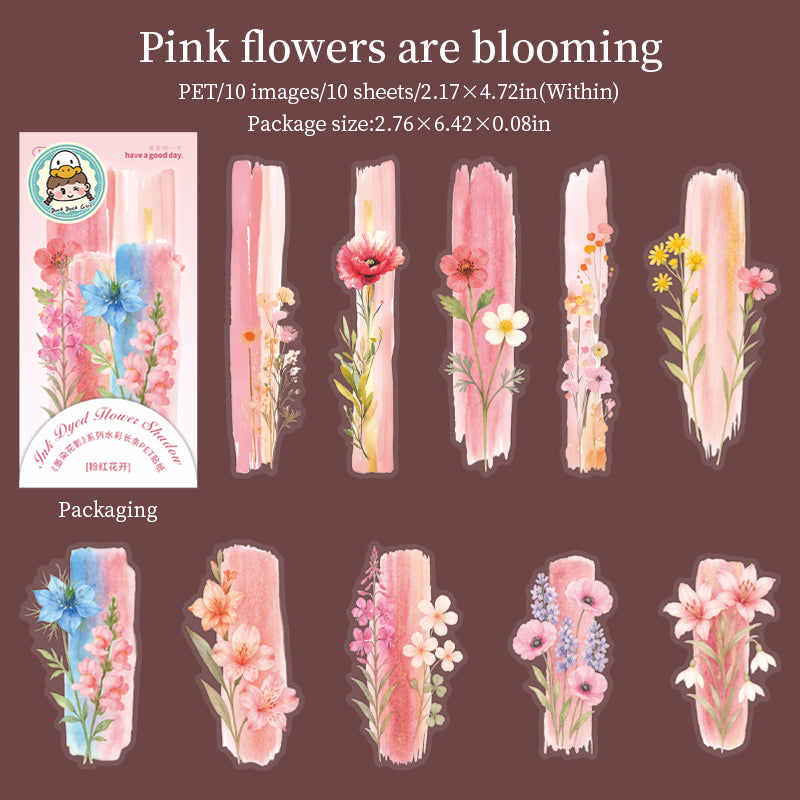 10pcs inked dyed flower sticker pack (S25072206)