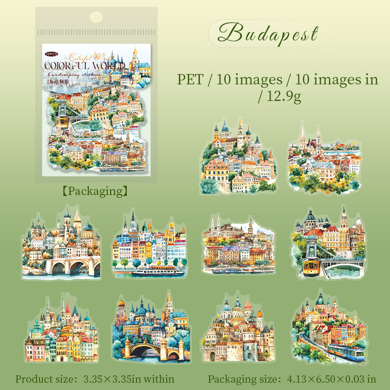 10pcs colorful world PET-sticker pack (S25072806)