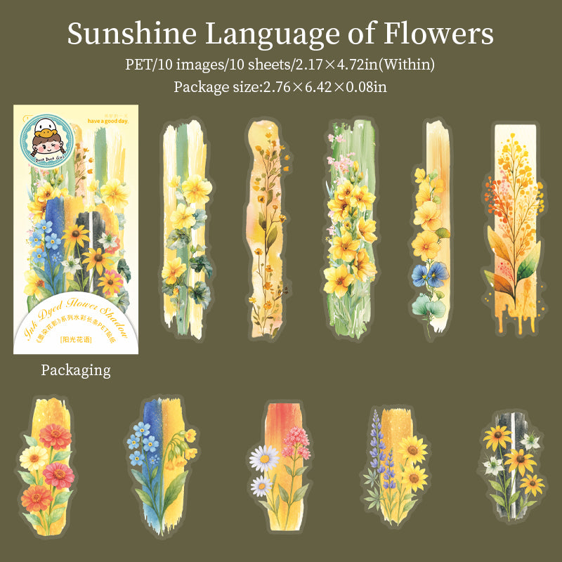 10pcs inked dyed flower sticker pack (S25072206)