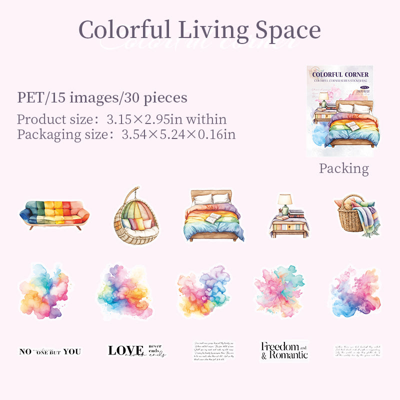 30pcs colorful corner PET-sticker pack (S25080306)