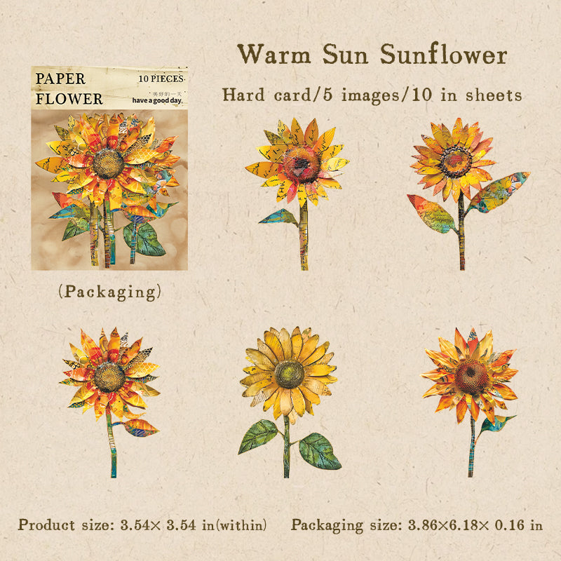 10pcs paper flower sticky card pack (S25082706)