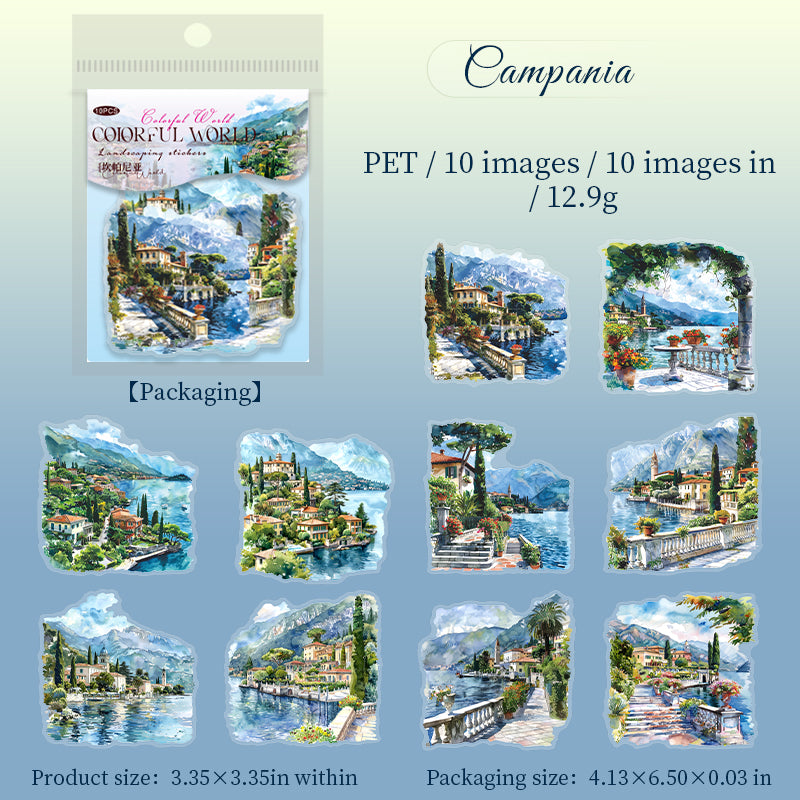 10pcs colorful world PET-sticker pack (S25072806)