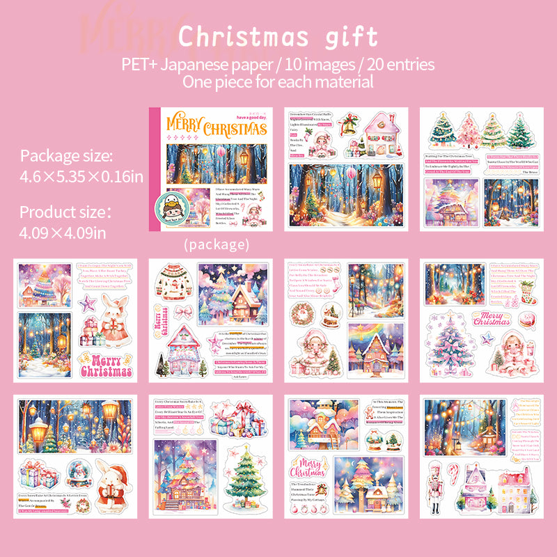 20pcs Christmas PET+washi pre-cut sticker book (TZB25081906)