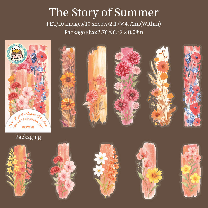 10pcs inked dyed flower sticker pack (S25072206)
