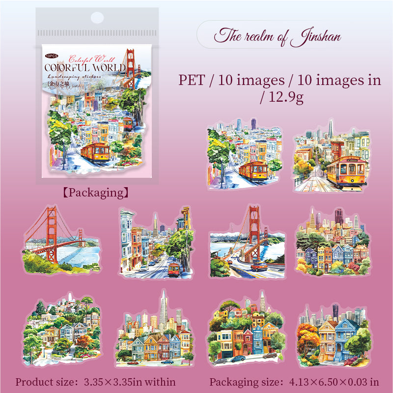 10pcs colorful world PET-sticker pack (S25072806)