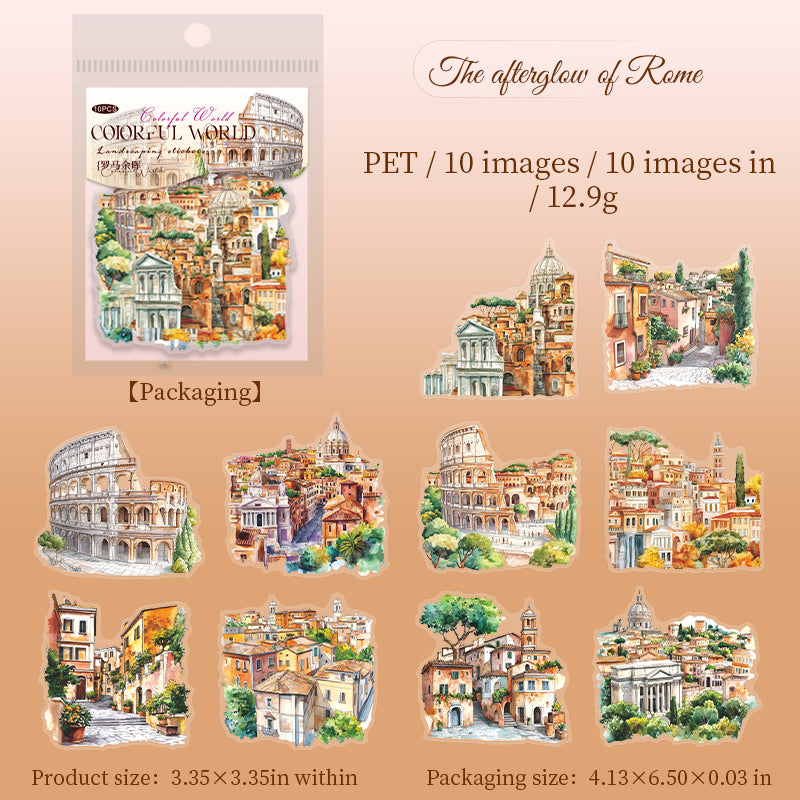 10pcs colorful world PET-sticker pack (S25072806)