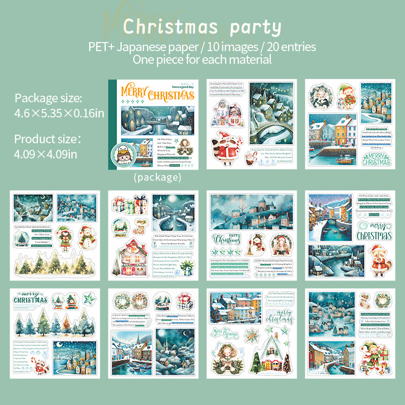 20pcs Christmas PET+washi pre-cut sticker book (TZB25081906)