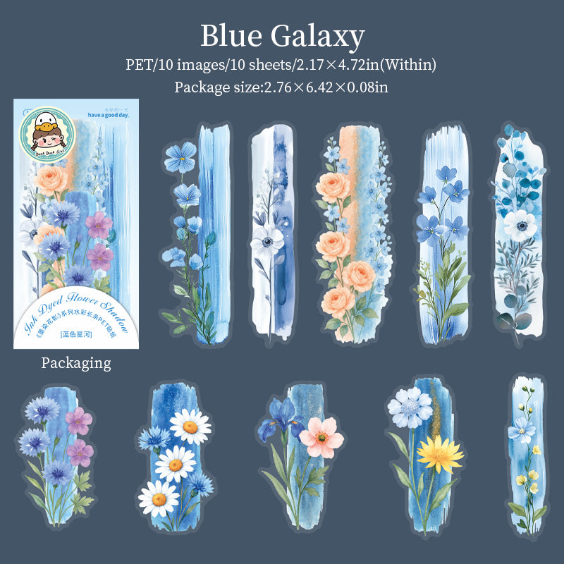 10pcs inked dyed flower sticker pack (S25072206)