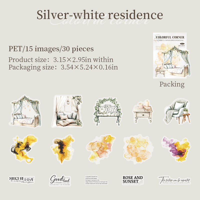 30pcs colorful corner PET-sticker pack (S25080306)