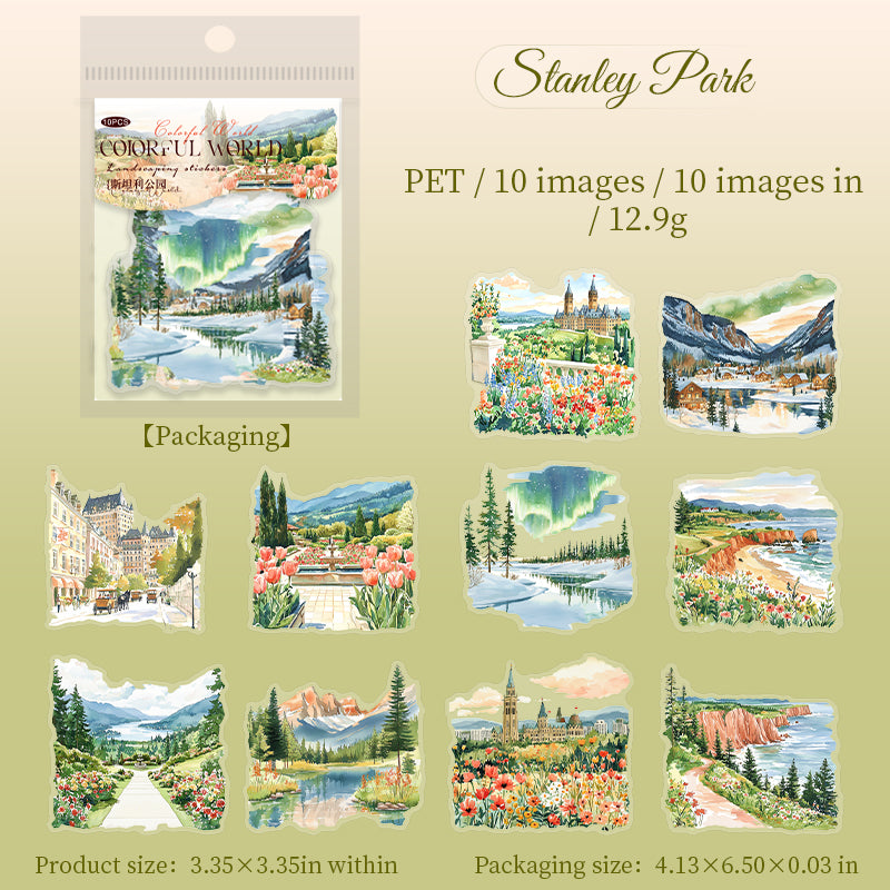 10pcs colorful world PET-sticker pack (S25072806)