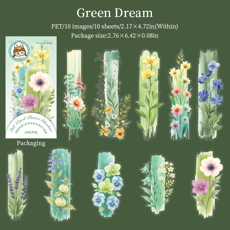 10pcs inked dyed flower sticker pack (S25072206)