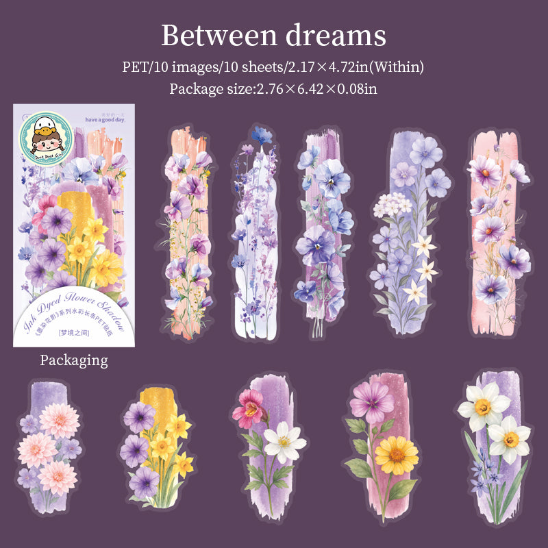 10pcs inked dyed flower sticker pack (S25072206)