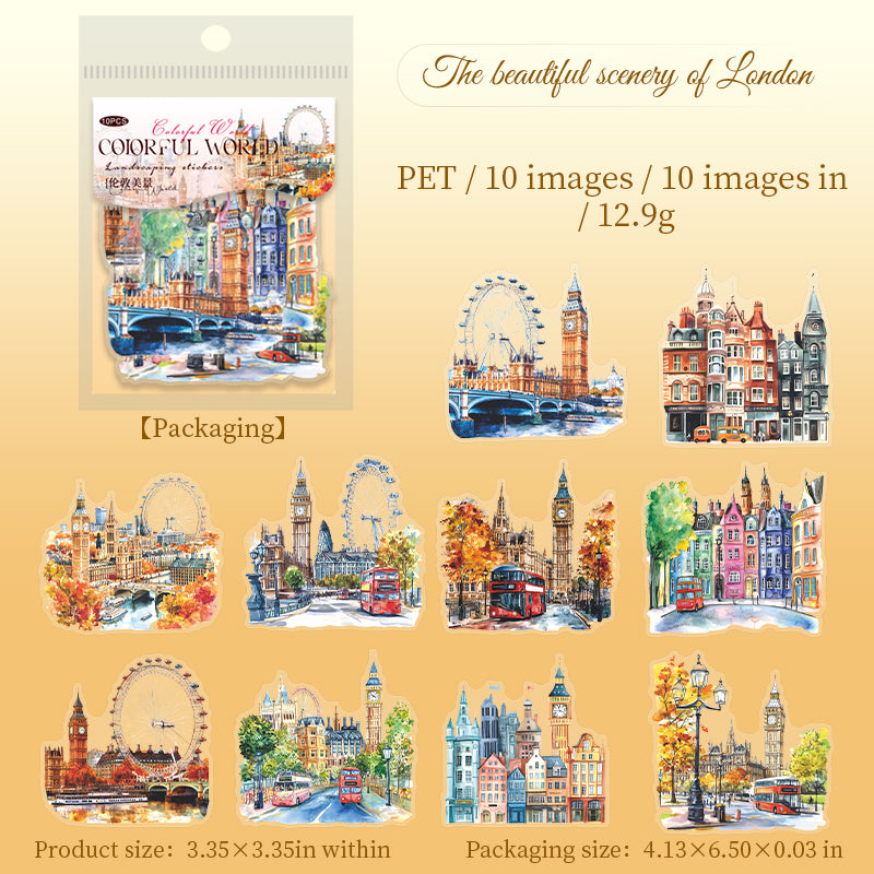 10pcs colorful world PET-sticker pack (S25072806)