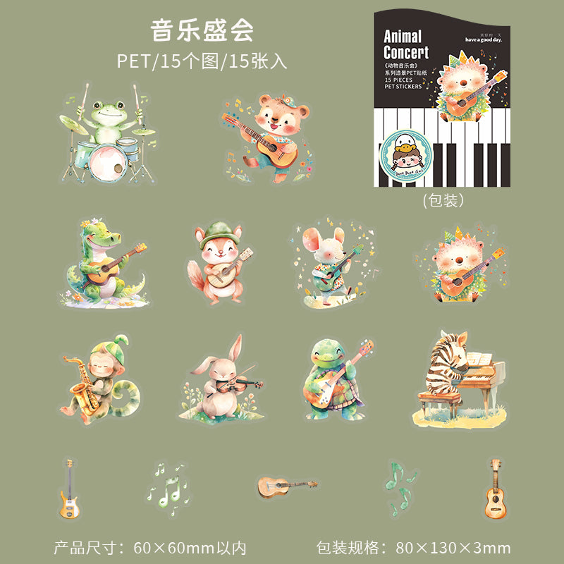 15pcs animal concert sticker pack (S25070806)